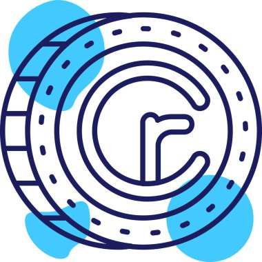 Mavi arkaplanı olan bir madeni paranın vektör çizimi