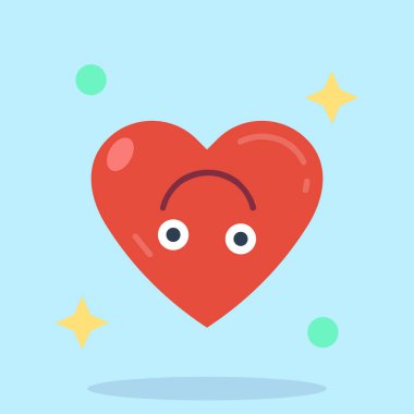 yüz ifadeli kalp karakter vektör çizimi tasarımı
