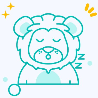 Büyük yıldızlı tatlı uyuyan ayı çizgi filmi. Düz çizgi film tarzında vektör illüstrasyonu.