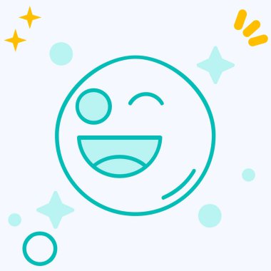 çizgi gülümseme simgesi beyaz arka planda izole. Duygusal yüz ifadesi. Mutlu gülen surat sembolü. Renkli taslak konsepti. vektör.