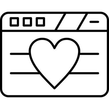 kalp aşk kartı simgesi ana hat biçiminde