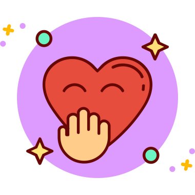 aşk eli kalp ve konuşma kabarcığı vektör çizimi tasarımı