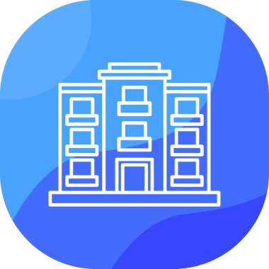 bina simgesi ve vektör illüstrasyonu mavi arkaplanda izole edildi