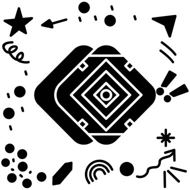 Siyah beyaz arkaplan ve yıldız desenli bir vektör çizimi