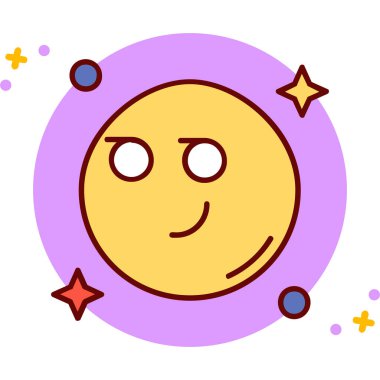 Şirin Ay çizgi film vektör tasarımı çizimi