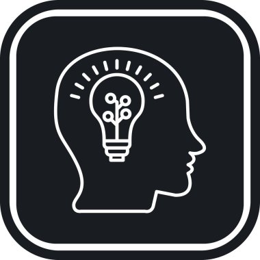 beyin ampulü düz kare vektör simgesi