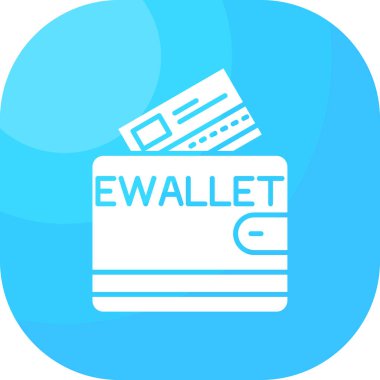 Beyaz arkaplanda izole edilmiş, modaya uygun düz stil kredi kartı simgesine sahip cüzdan.