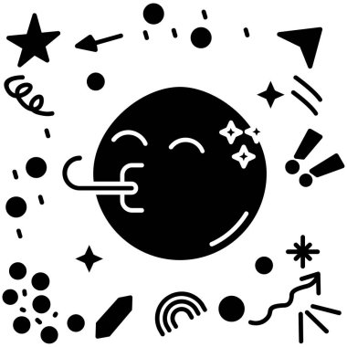 Komik ve sevimli bir canavarın siyah beyaz vektör çizimi