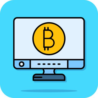 Bitcoin vektörü düz renk simgesi tasarımı