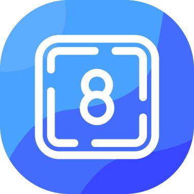 Yumuşak mavi arkaplanda izole edilmiş modaya uygun düz tarzda sekiz numaralı simge