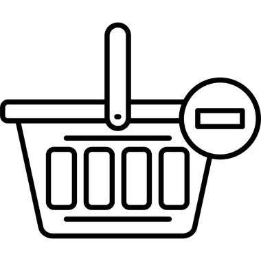 Alışveriş sepeti ikonu. Beyaz arkaplanda izole edilmiş web tasarımı için alışveriş sepeti vektör simgesi taslağı