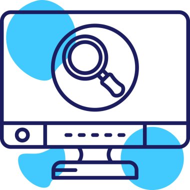 Büyüteçli bir laptop. Basit tasarım