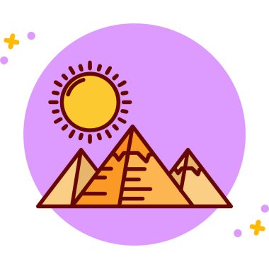 Güneş, dağ, dağlar, güneş soyut düz renk ikonu şablonu