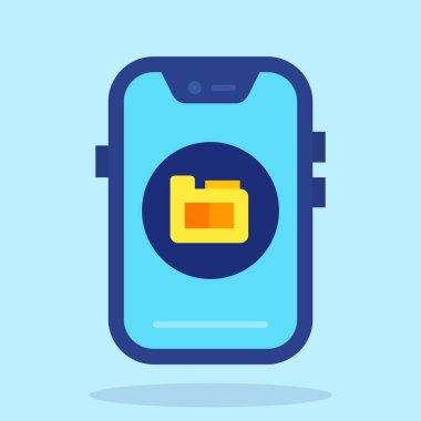 akıllı telefon simgesi vektörü mavi arkaplanda izole edildi, telefon ekranı