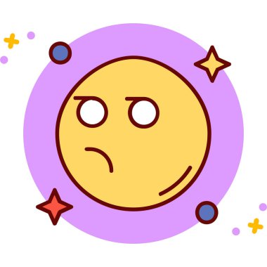 Yüzü ve yıldızları olan karikatür uydusunun vektör çizimi