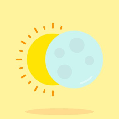 Güneş ve bulut simgesi, düz tasarım