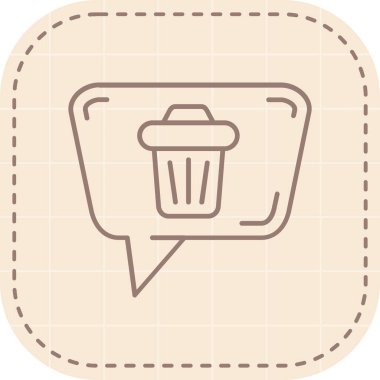 Konuşma baloncuğu simgesi ve vektör illüstrasyonlu çöp kutusu