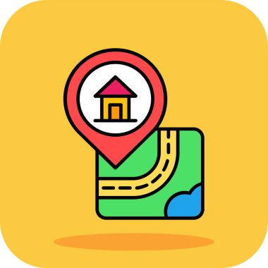 konum haritası vektör çizgisi simgesi, vektör simgesi illüstrasyonu