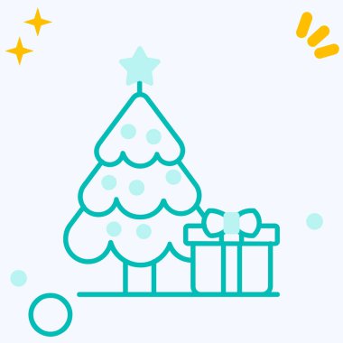 Beyaz arka planda izole edilmiş çizgi Noel ağacı simgesi. Yılbaşı ve yeni yıl. Renkli taslak konsepti. vektör