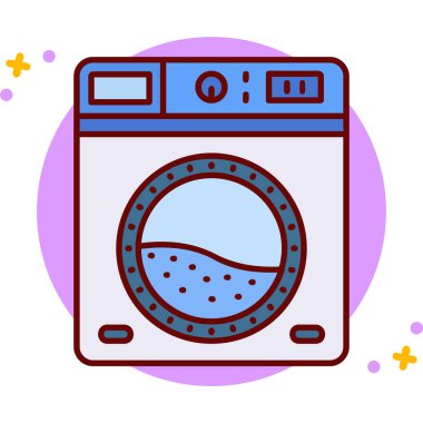 çamaşır makinesi simgesi. Web tasarımı için makine vektör simgelerinin düz çizimi