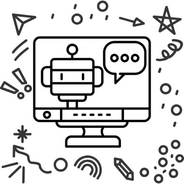 bilgisayar monitörü ikon vektör illüstrasyonu