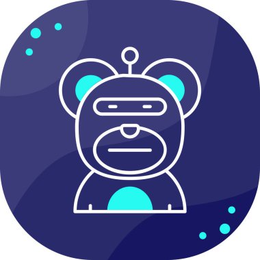 filled outline bear head icon isolated on blue background. vector.