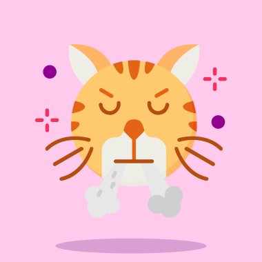 Kızgın suratlı sevimli bir kedi karakteri. vektör illüstrasyonu