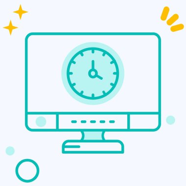 Saat simgesi tasarımı, renkli vektör illüstrasyonu