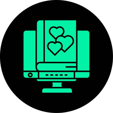 Kalp monitör ekranı simgesi ile. Basit resimleme