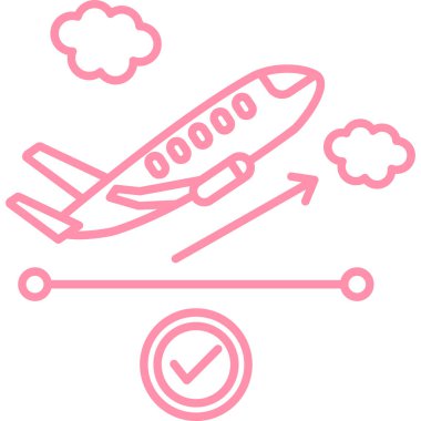 beyaz arkaplanda izole edilmiş ana hat biçiminde uçak uçuş simgesi.