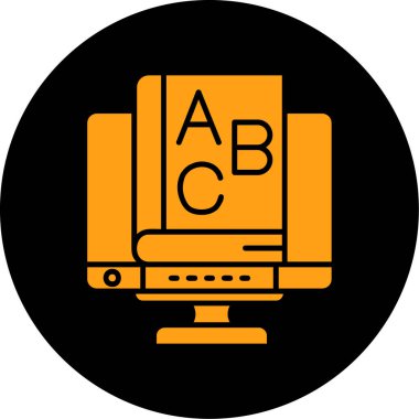 Pano simgesi, vektör illüstrasyonlu bilgisayar monitörü