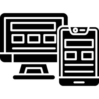 Web simgesi olan akıllı telefon, basit tasarım illüstrasyonu