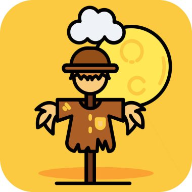 Büyük bir balonu olan çiftçi çizgi film karakteri.