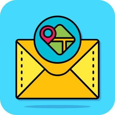 E- posta simgesine sahip harita broşu, basit biçim