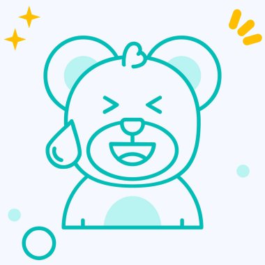 Renk arkaplanında boynuz simgesi olan şirin bir ayı. vektör illüstrasyonu