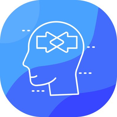 Beyin simgesi, illüstrasyon vektörü, düz