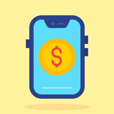 Bozuk para vektörü illüstrasyon tasarımı olan cep telefonu