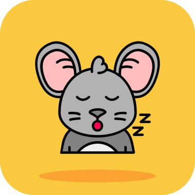 Boş konuşma balonu olan sevimli çizgi film karakteri uyuyan fare.