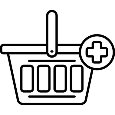 Alışveriş sepeti ikon vektörü. Alışveriş sepeti tabelası. izole edilmiş sınır sembolü çizimi