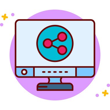 Beyaz arkaplan üzerinde ana hatlı bir virüs simgesine sahip dizüstü bilgisayar