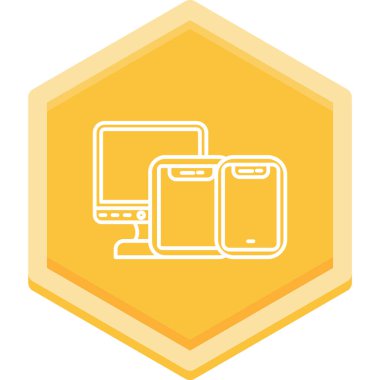 Mobil ekranlı laptop. düz simge, vektör, illüstrasyon.