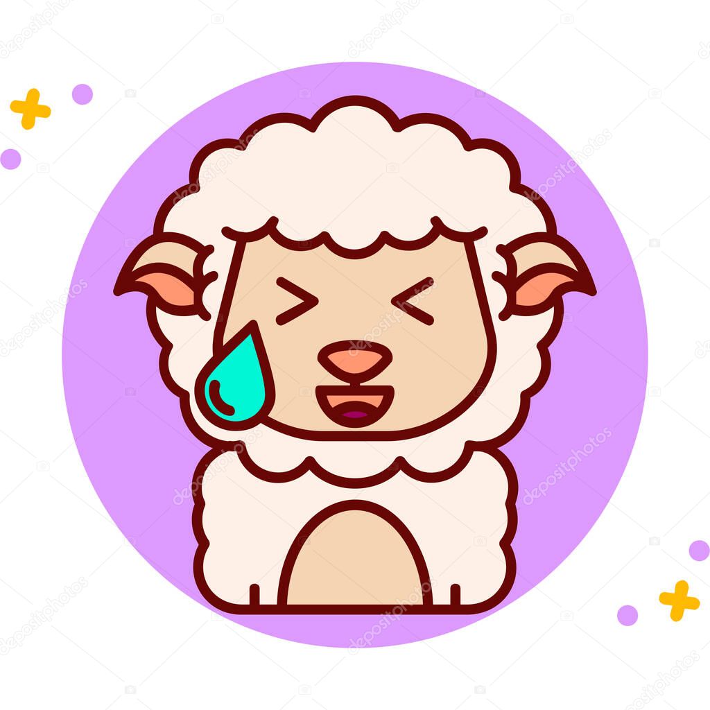 Sheep face expression icon in filled - outline style
