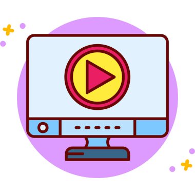 video ekran vektör illüstrasyon tasarımı olan dizüstü bilgisayar