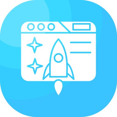 Roket. Web simgesi basit illüstrasyon