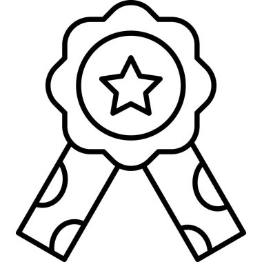 Beyaz arkaplanda izole edilmiş ana hat biçiminde madalya simgesi