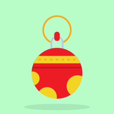 Beyaz arkaplanda izole edilmiş noel topu düz simgesi, vektör illüstrasyonu