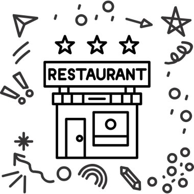 Restoran ikonu. İnternet için restoran vektör simgelerinin basit çizimi