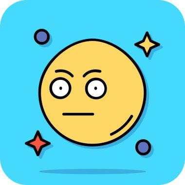 Sarı gözlü ve mavi arka planı olan sevimli bir gezegen..