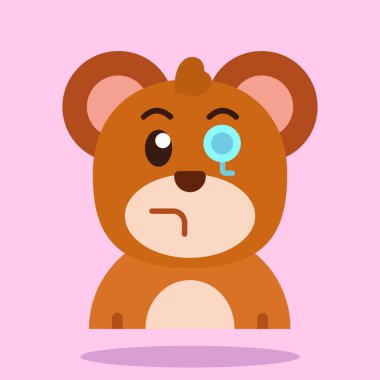 Büyük gözlü sevimli çizgi film ayısı, vektör çizimi.