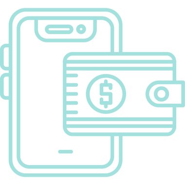 Dijital cüzdan simgesi işaret vektörü çizimi 